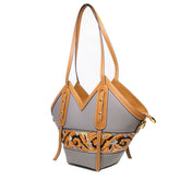 Cordate Handmade Leather Carving Bag Grey Women Fashion Bag